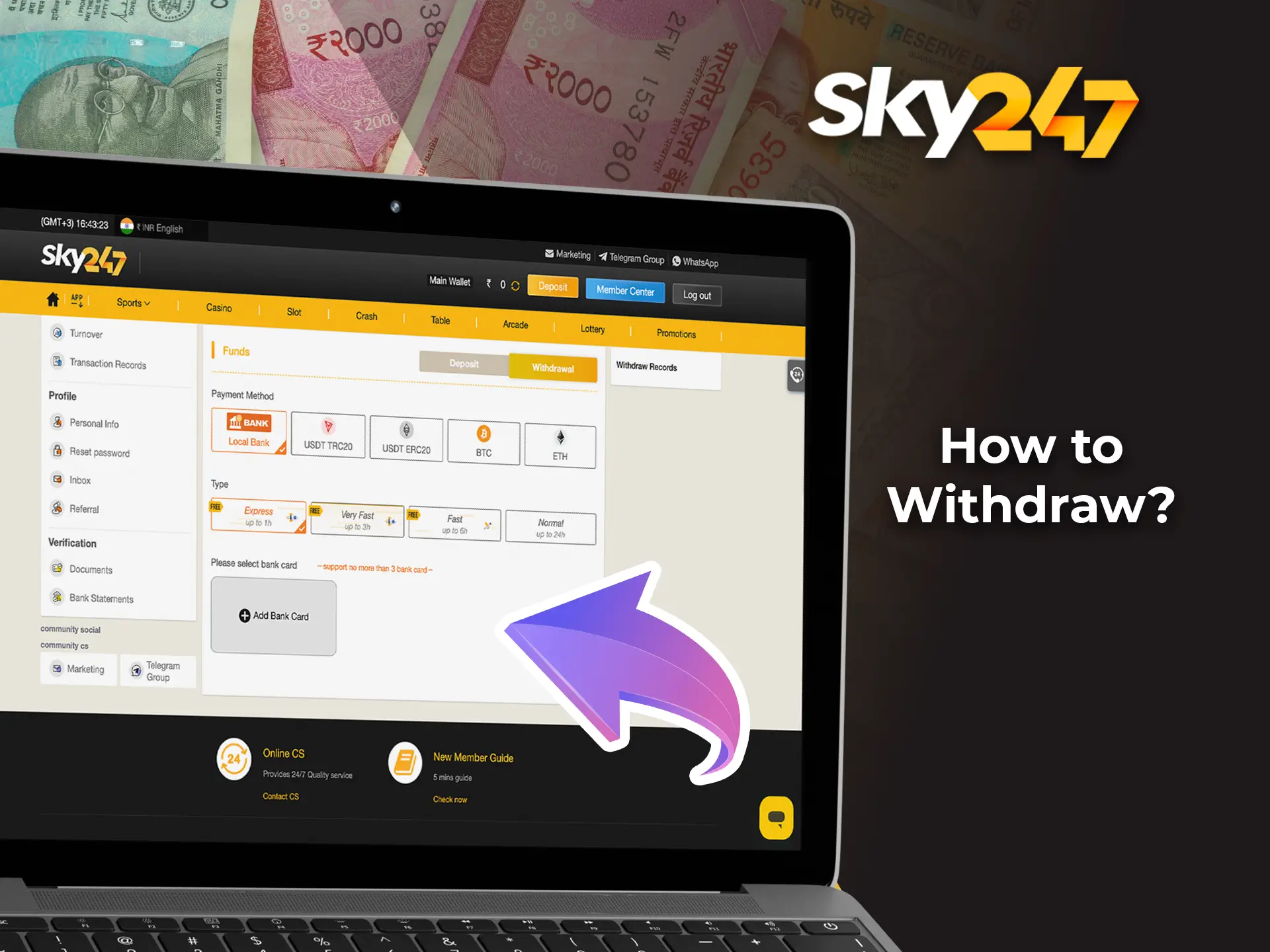 Explore a brief 5-step guide on withdrawing funds from Sky247.
