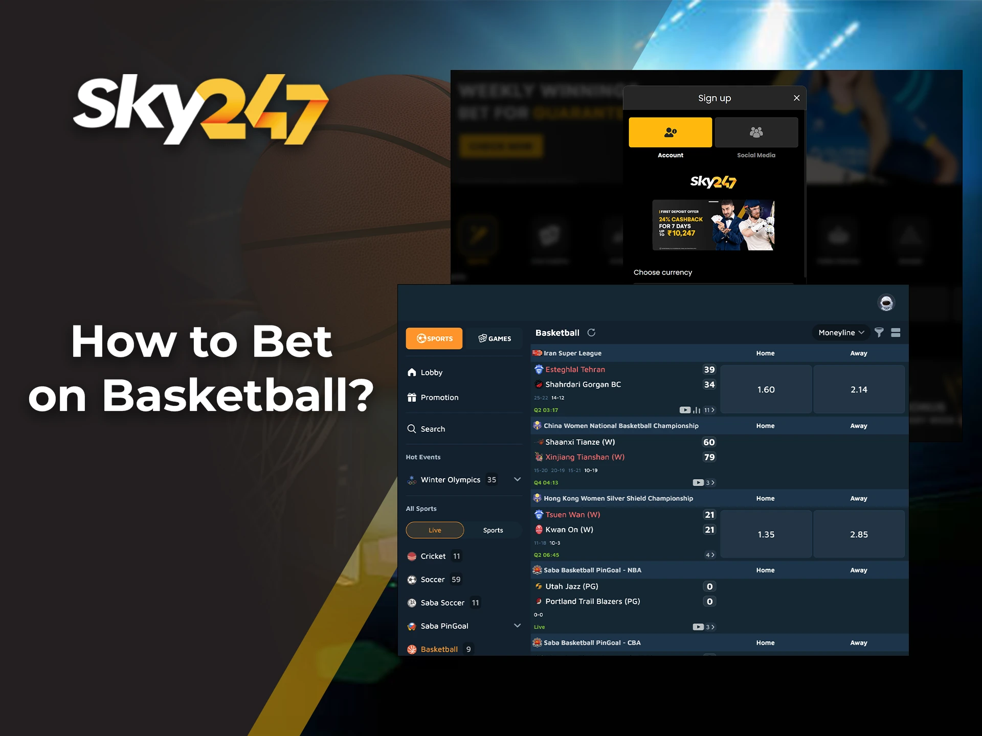 Learn how to place your first basketball bet on Sky247.