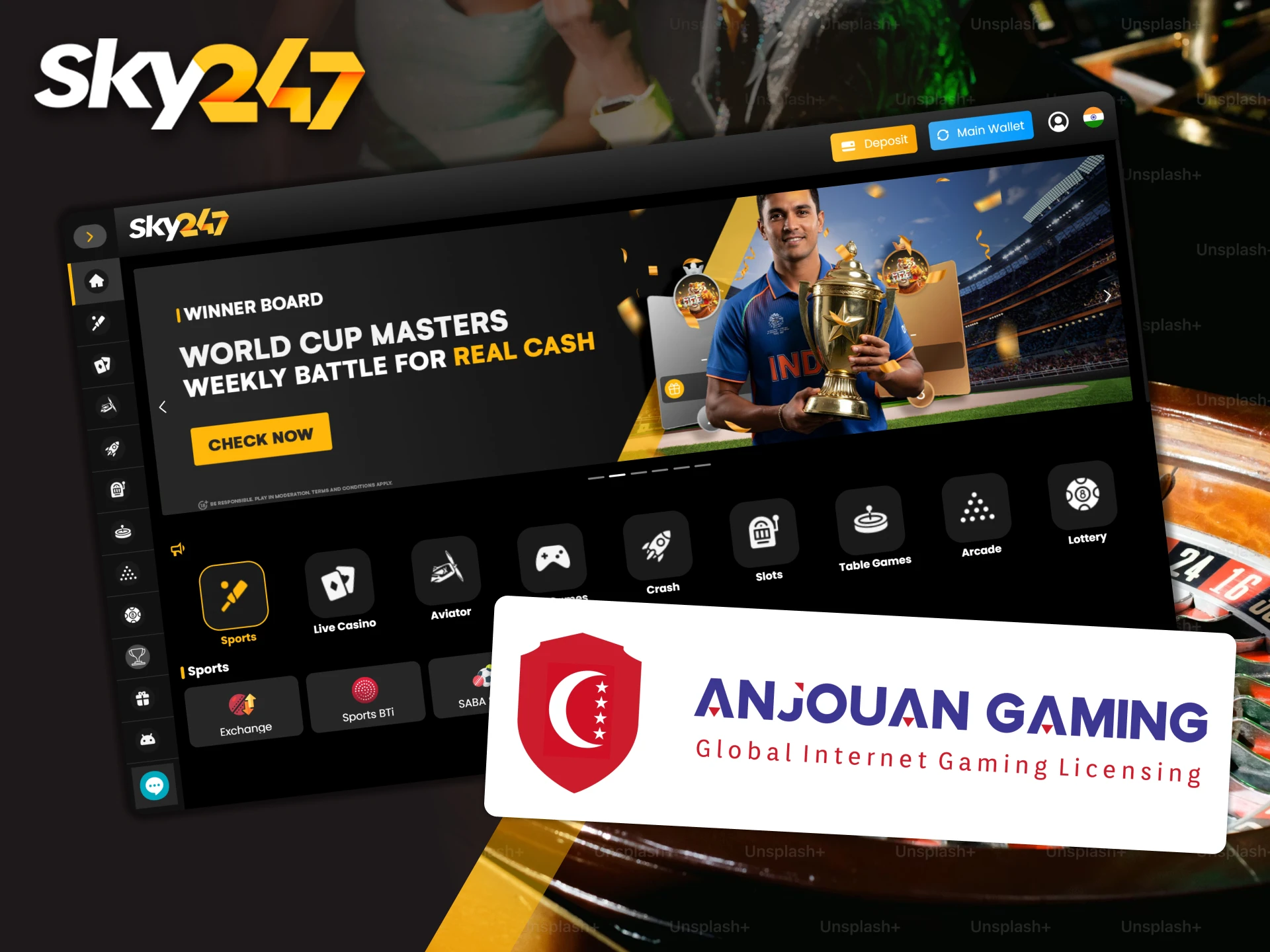 An Anjouan Gaming license confirms the legality of Sky247 operations.